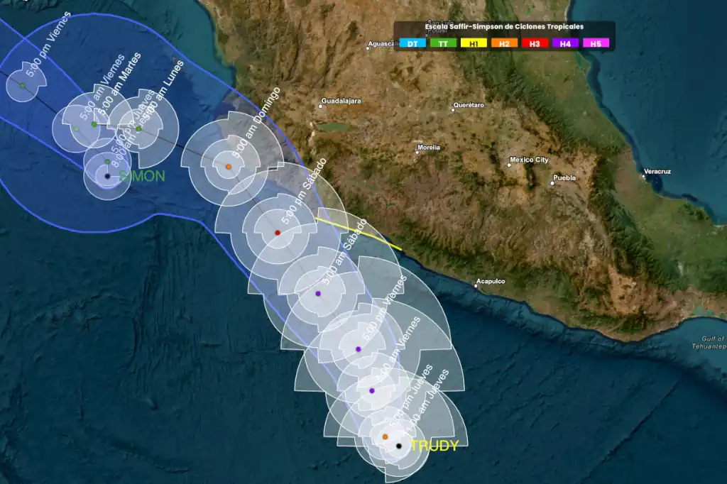 El Huracán Trudy amenaza las costas del Pacífico